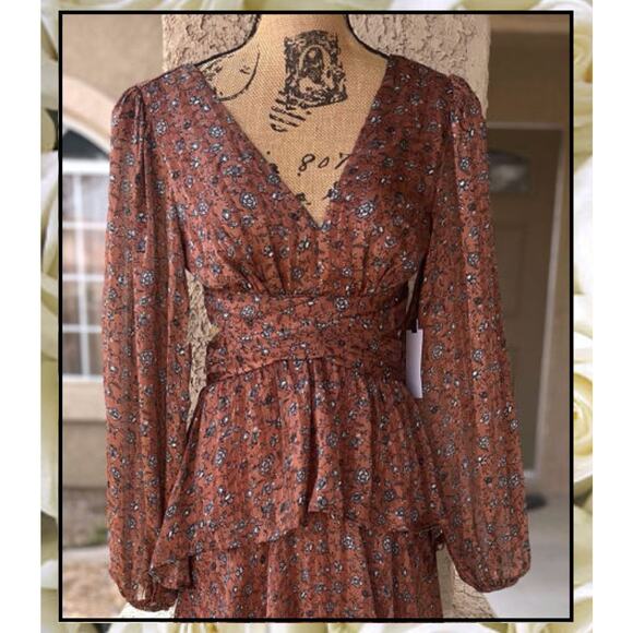 Astr Rust Floral Maxi Dress - Picture 4 of 9